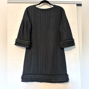 Vertigo Paris black mini ruffle dress trumpet sleeve